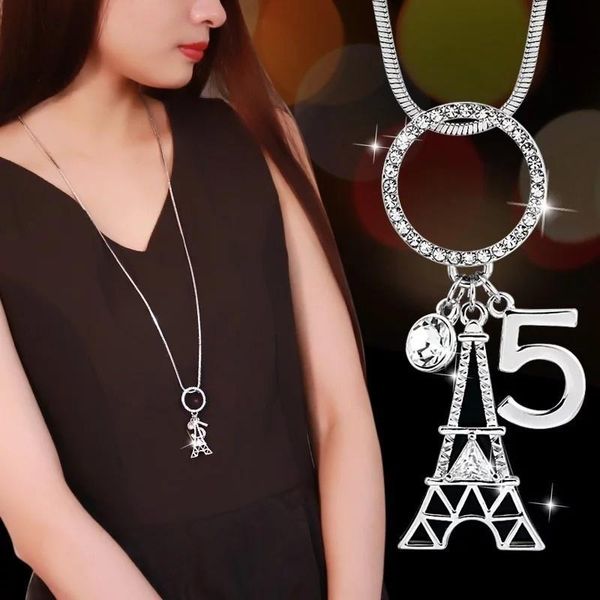 

pendant necklaces long necklace for women vintage silver color geometric round choker & pendants fashion sweater chain jewelry