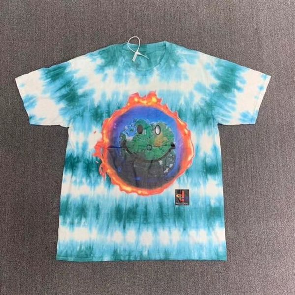 

2021 new travis scott cactus jack astronomical tie-dye t-shirt men women couples oversized hiphop cotton tees mens wbs0, White;black