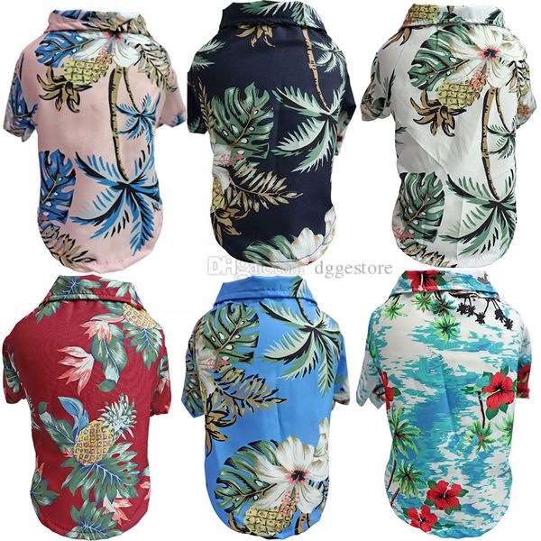 T-shirt estive per animali domestici Abbigliamento floreale per cani in stile hawaiano Camicia per cani stampata a sublimazione hawaiana Vestiti fantastici traspiranti Felpa per cuccioli da spiaggia al mare per cani di piccola taglia 282