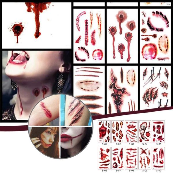 

window stickers halloween hole wound tattoo sticker scar zombie' makeup kids living room home diy decor cute wall art holiday