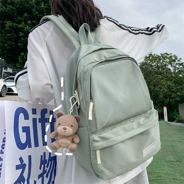 

candy color double zipper women backpack waterproof nylon school bag big student cute girl travel rucksacks 211025