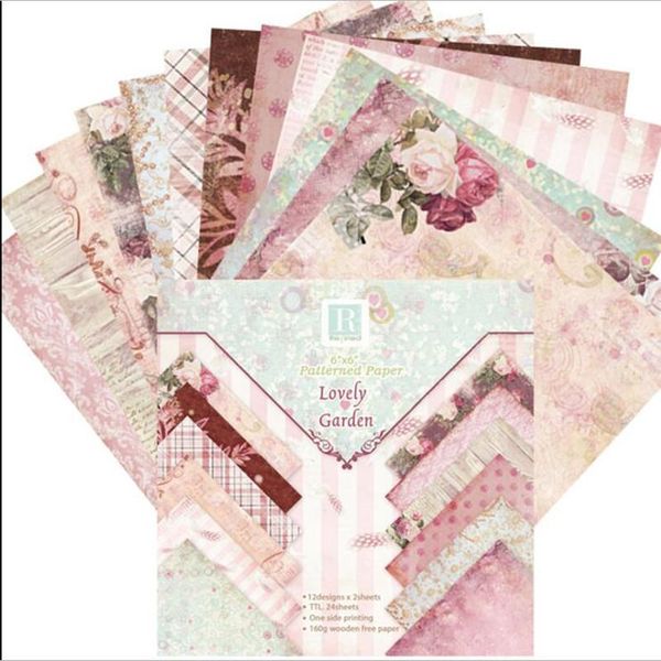

other arts and crafts lovely garden 6'' patterned paper 24 sheets scrapbook packs flower wrapping gift decorative diy card backgro