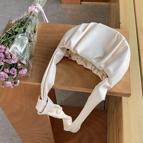 

totes korean style folds design women shoulder bag small 2021 fashion summer trends ladies handbags pu leather hobos messenger bags