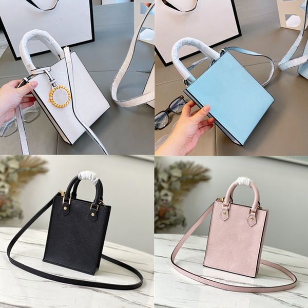 

cowhide emboss petit sac plat mini tote shoulder crossbody bags with strap designer handbags lady purse women fashion messenger shopping bag