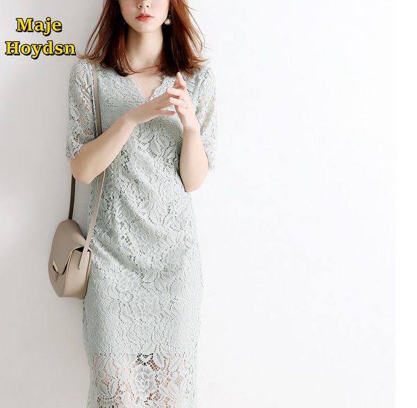 

casual dresses maje hoydsn summer 2021 water soluble temperament lace women maxi party fashion dress, Black;gray