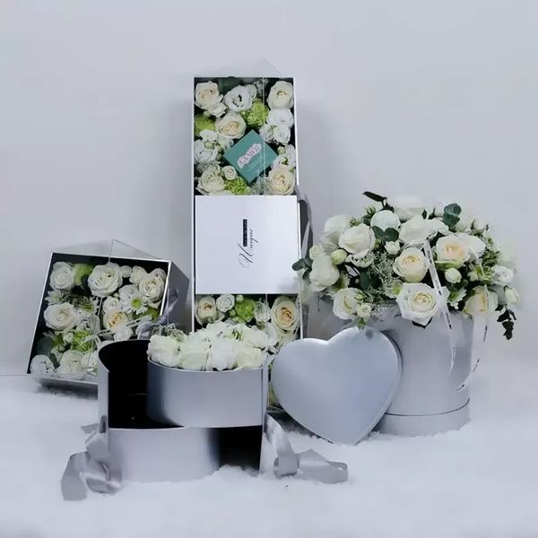Herzförmige Doppelschicht drehen Blumenschokoladen Geschenkbox DIY Hochzeitsfeier Dekor Valentinstag Blumenverpackung Hülle DHL WHT0228