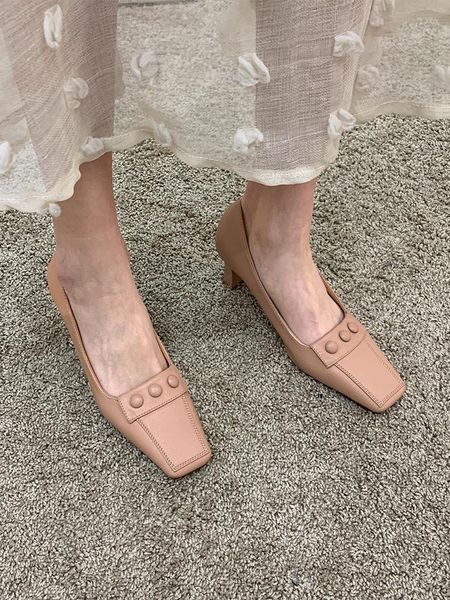 

dress shoes women's high heels spring 2021 thick heel comfortable square toe, Black