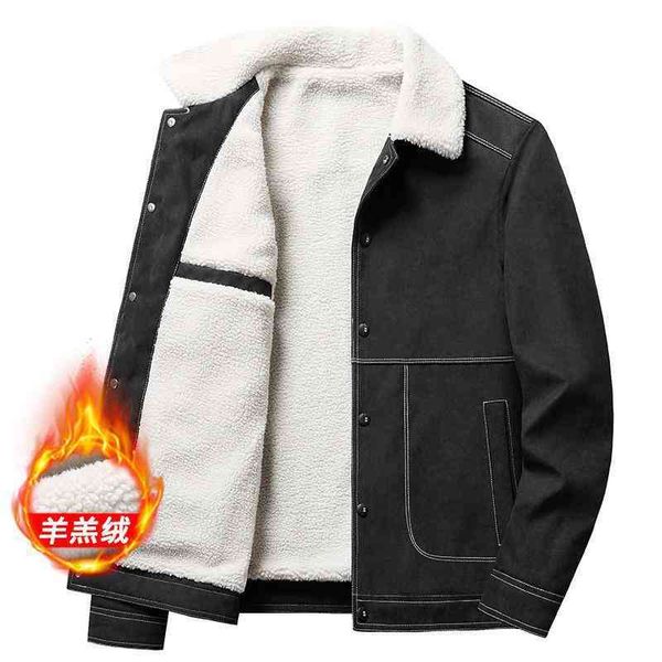 

2021 new men's casual jacket boyfriend light business lapel middle-aged young thickened autumn and winter, Black;brown