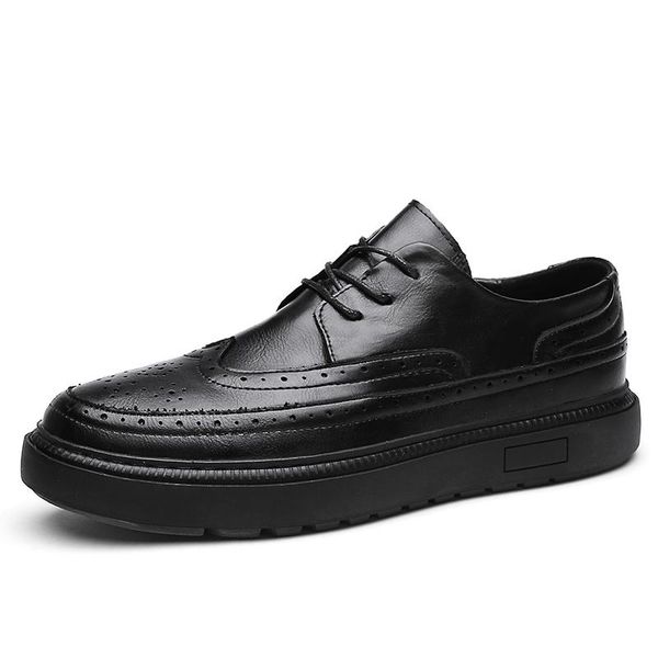 

dress shoes 2021 men autumn brogue leather vintage carved formal flats wedding plus size 44, Black