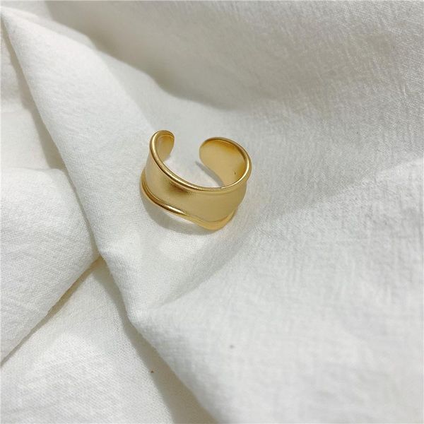 

cluster rings fflacell korea chic simple wavy lines metal matte open ring high texture golden personality for women girl gift, Golden;silver