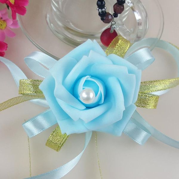 

6pcs flower corsages artificial flowers for wedding cute rolled foam rose brides& bridesmaid wrist corsage flores artificiais