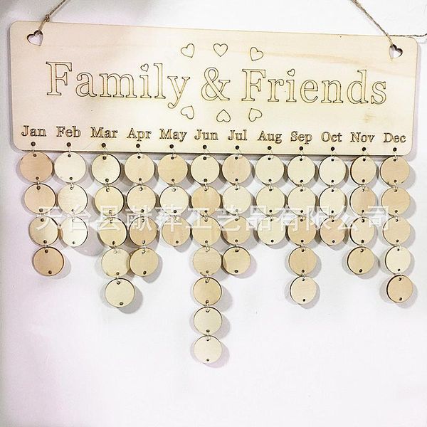 

novelty items simple wooden calendar round, stars, love pendant