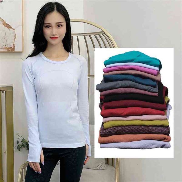 

lulu new women's long sleeve t-shirt running swiftly tech sports breathable fitness yoga suit, Gray