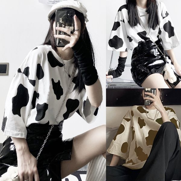 

ladies t-shirts harajuku street girlfriend koe print oversized casual loose short mouw t-shirt streetwear, White