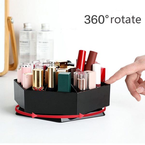 

bathroom storage & organization 360 rotating makeup organizer lipstick holder with cotton swab box cosmetic case brushes for rack