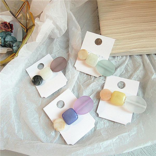 

hair accessories 2021 cute korean colorful girl geometric stone shape clip headdress side hairpin for women
