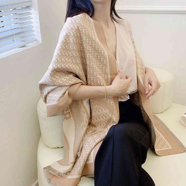 

70% off design scarf fashion letter home warm shawl autumn winter net red women's medium and long bib korean scarf, Blue;gray
