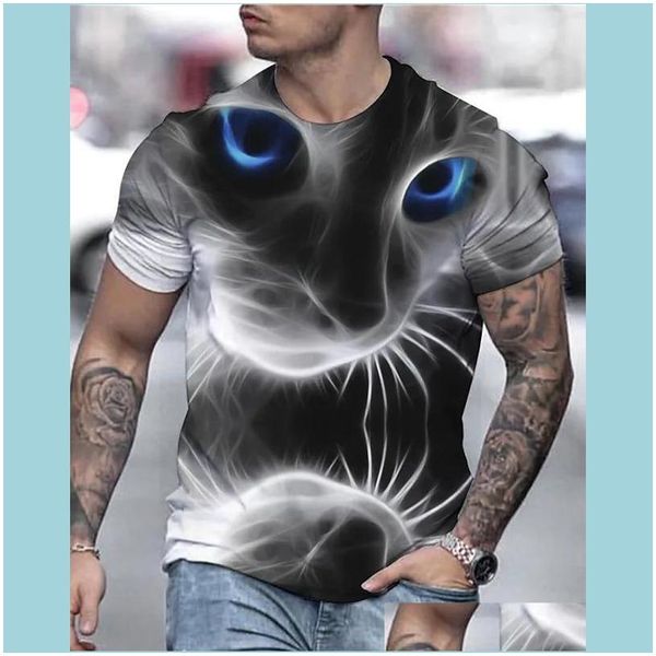 S Erkek Giyim Apparel2021 Kedi Hayvan Erkekler Grafik T-Shirt Yaz 3D Baskı Rahat Streetwear Cosplay Kostüm T Gömlek Moda Harajuku Top