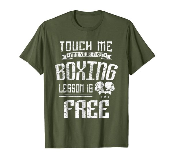 

touch me and your first boxing lesson is t-shirt, White;black