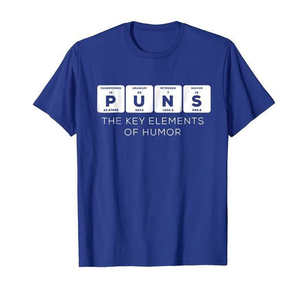

funny periodic table tshirt - the key elements of humor, White;black