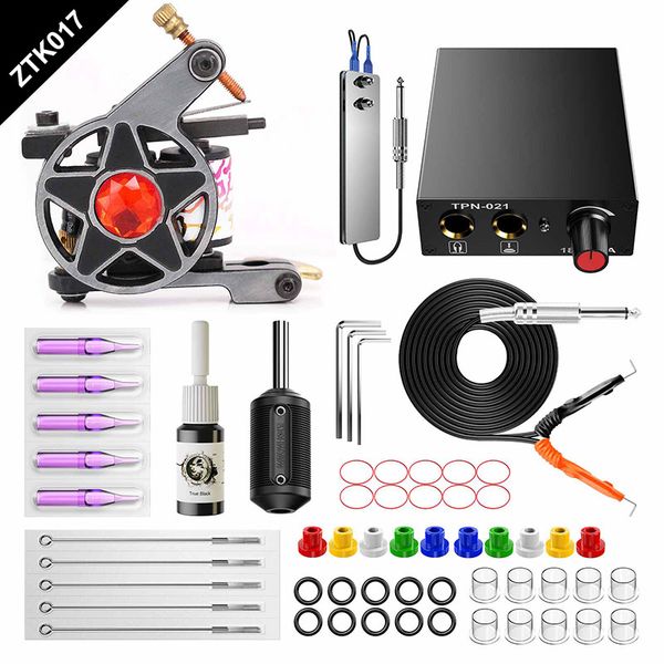 

complete tattoo gun kit for starter beginner tattoo power supply inks needles guns small configuration tattoo machine set dhl