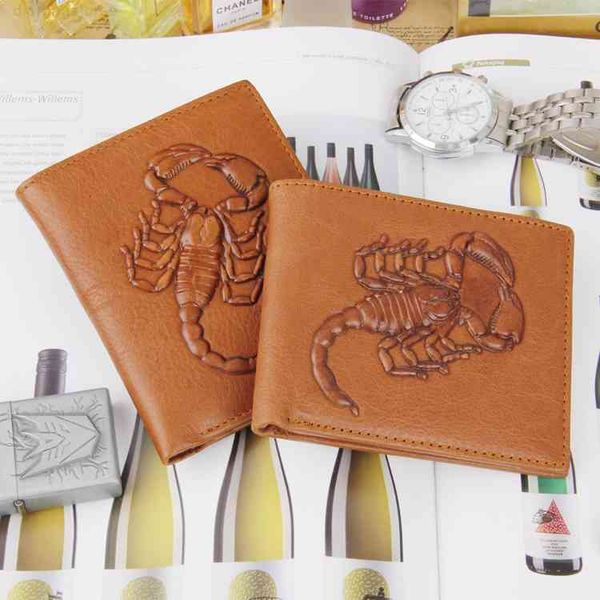 

wallet taobao leather scorpion pattern men's short korean leisure, Red;black