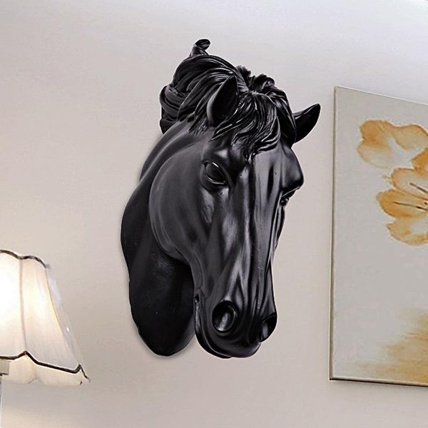 

wall clocks horses head hangin 3d animal decorations art sculpture figurines resin craft home living room