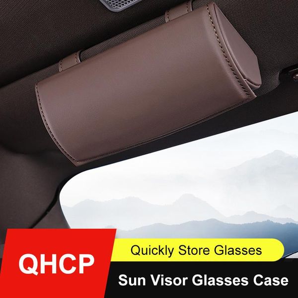 

other interior accessories qhcp car sunglasses box case glasses storage boxes holder sun visor organizer leather sunshade bag universal