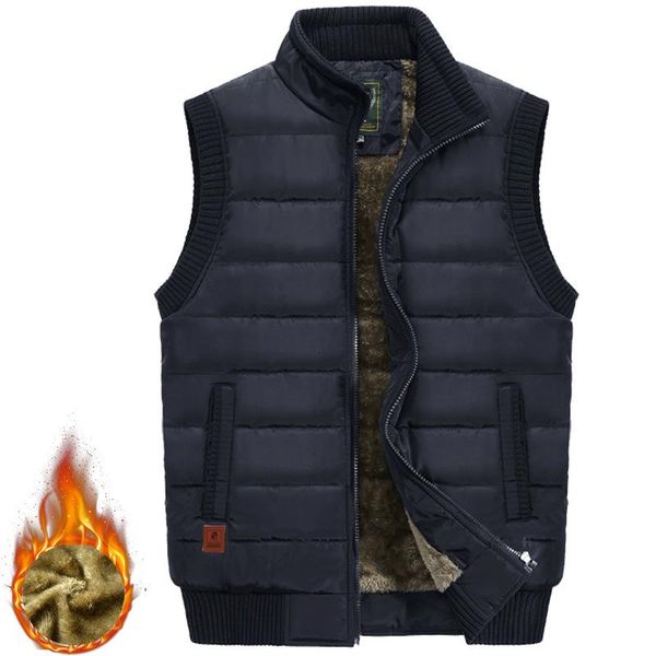

men's vests 2021 winter casual vest men thicken warm sleeveless jacket autumn cotton-padded fleece coats waistcoat colete masculino, Black;white