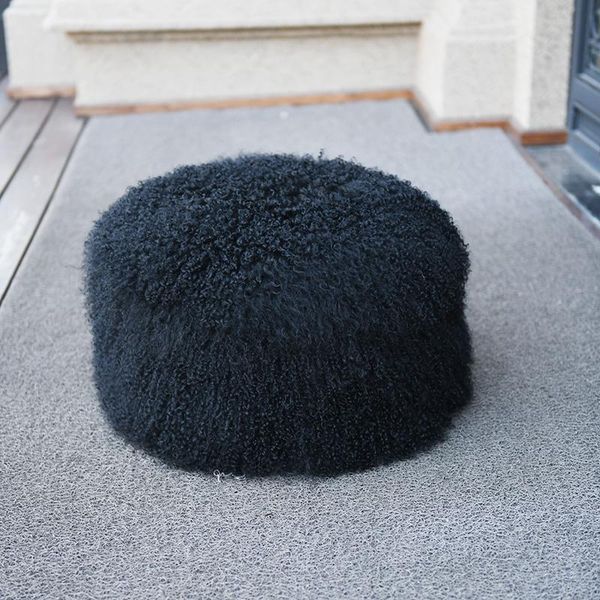 

cx-d-12 european style fashion anti-slip stool chair mongolian lamb fur round cushion cover