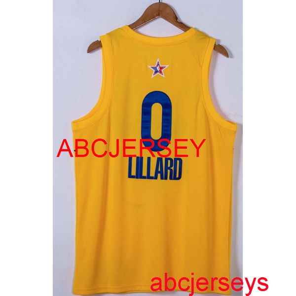 Camisa de basquete masculina 0 LILLARD 2021 All-star amareloS, M, L, XL, XXL Colete