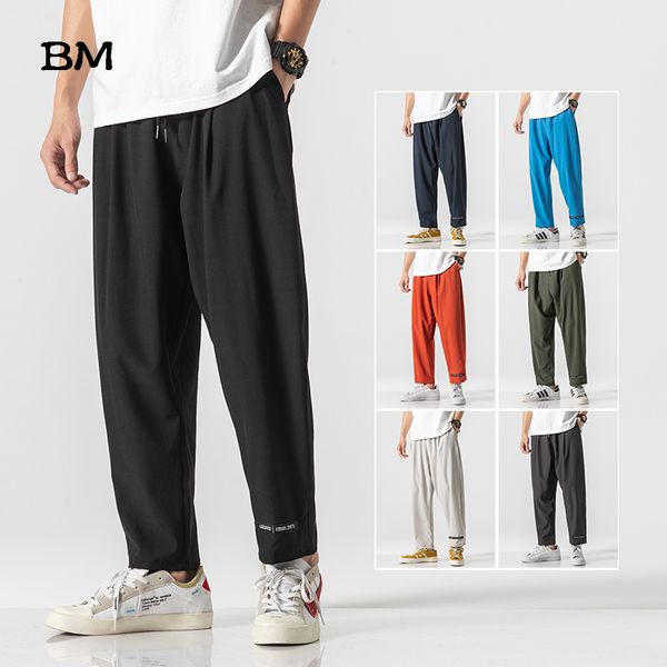 Casual Kore Tarzı Rahat Streetwear Pantolon Yaz Erkek Sweatpants Rahat Gevşek Pantolon Moda Giysileri Artı Ter Pantolon