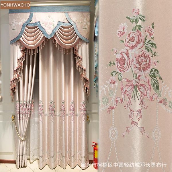 

curtain & drapes custom high-precision simple european blackout heat insulation pink cloth valance tulle panel c674