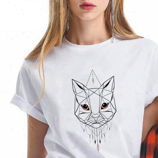 

summer fashion women t shirt geometric print t shirt cartoon casual girl ladies white short sleeve tees