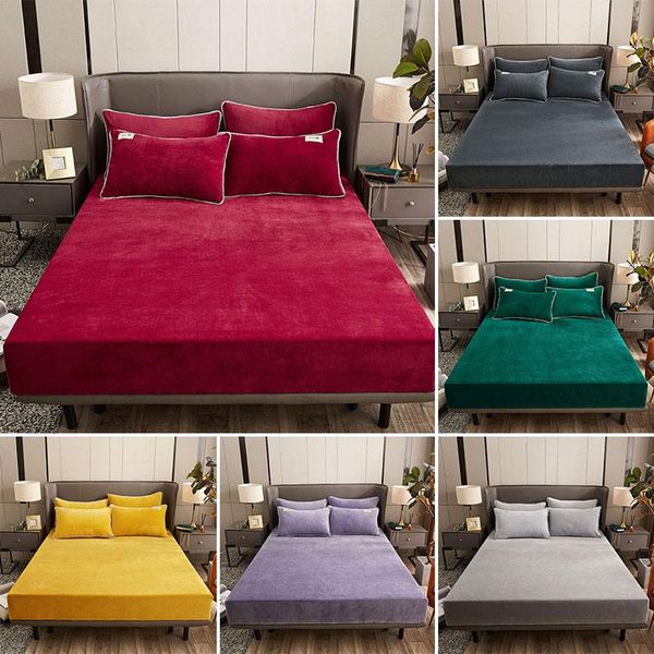 

sheets & sets velvet sheet non slip bedspread full package mattress protective cover autumn and winter warm fitted