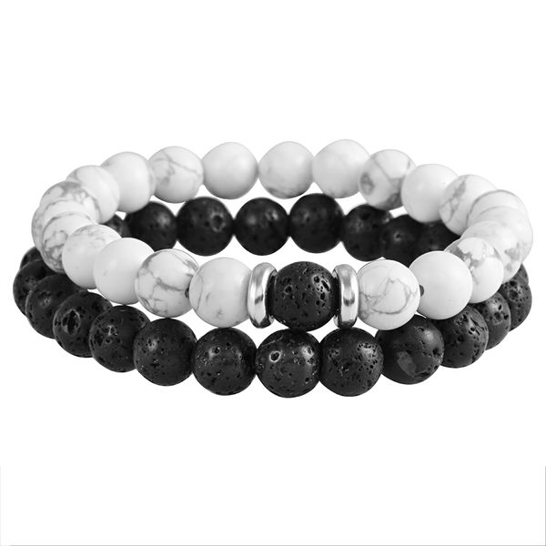 

2pcs set couple bracelets men natural stone tiger eye bead paired bracelet for women distance bracelets coupling fashion jewelry, Bronze;silver