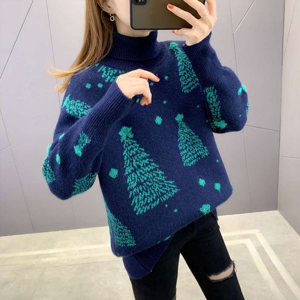 

color contrast christmas sweater for women's loose and lazy dress, White;black