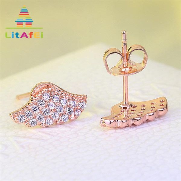 

stud earrings for women girl crystal angel wing jewelry simple cute gifts, Golden;silver