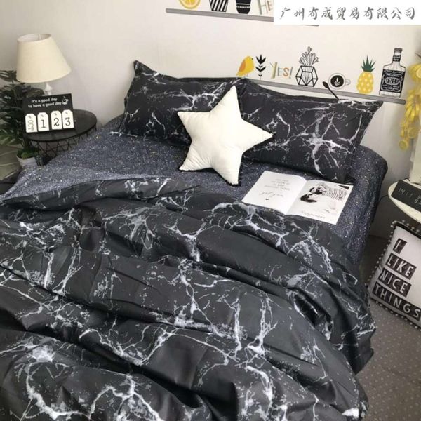 

ins nordic simple fashion brand black 4-piece bedding 1.8 net red quilt cover dormitory 3-piece sheet set
