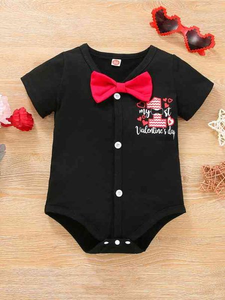 

baby heart & letter graphic bow front bodysuit she, Blue