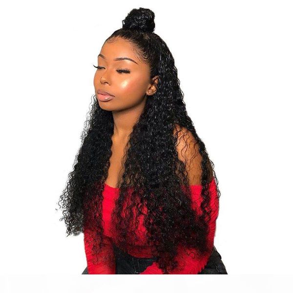 

curly human hair wigs with baby hair 130% brazilian full lace human hair wigs pre plucked lace front wigs, Black;brown