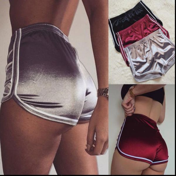

brand new fashion women high waist summer casual solid striped beach satin shorts drop shipping, White;black