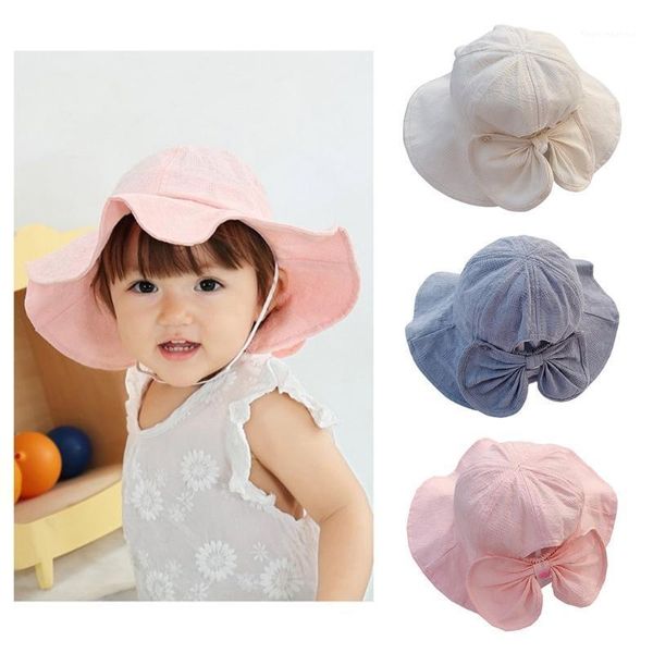 

caps & hats summer spring outdoor baby bucket hat infant girls fisherman sun wide brimmed bonnet princess beach bow1, Yellow