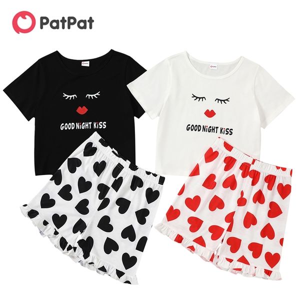 

arrival summer pretty kid girl heart print casual set 210528, White