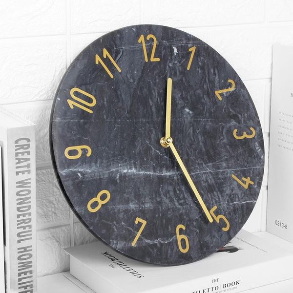

decorative objects & figurines wall clock natural marble home decor numbers white grey green colors size 30cm and 25cm