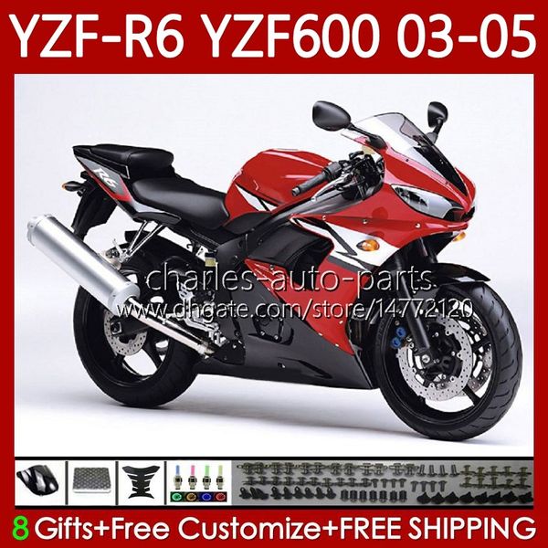 Motorradkörper für Yamaha YZF-R6 YZF600 YZF R Fabrik rot 6 600 CC 03-05 Körperarbeit 95NO.84 YZF R6 600cc YZFR6 03 04 05 Cowling YZF-600 2003 2004 2005 OEM Fantawings Kit