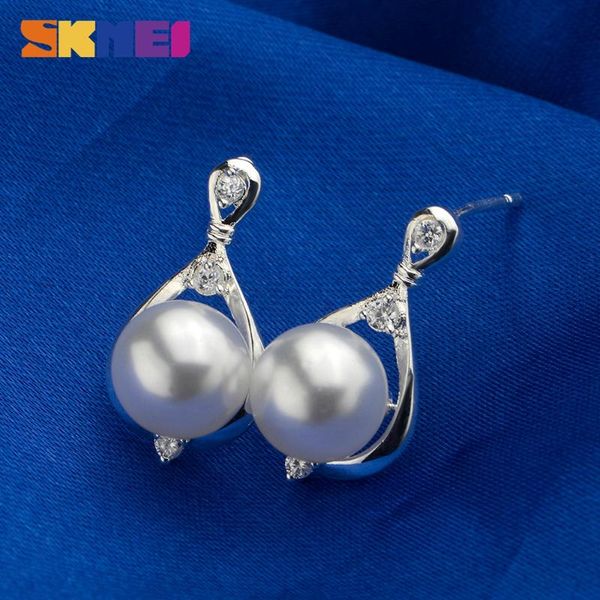 

stud skmei ce503 s925 sterling silver water drop pearl simple earrings for women jewelry recommend romantic gift 2021, Golden;silver