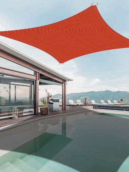 

shade sun sail rectangular uv block waterproof oxford cloth patio canopy with rope red/blue/beige sunshade awning