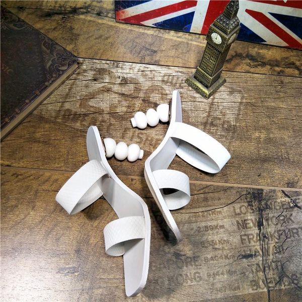 

slippers summer ladies string beads heels pvc thin straps high slipper woman slingbacks sandalias open toe slip on outfit shoes, Black