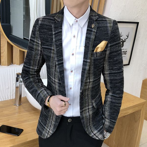 

chess mark of men blazer casual british style suit blazers wear formal homme attire business jacket sr3a, White;black